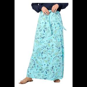 Denim & Co. Women's Printed Double Knit Jersey Maxi Skirt Aqua - Regular